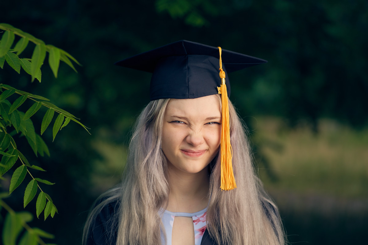graduation photo of girl in hat