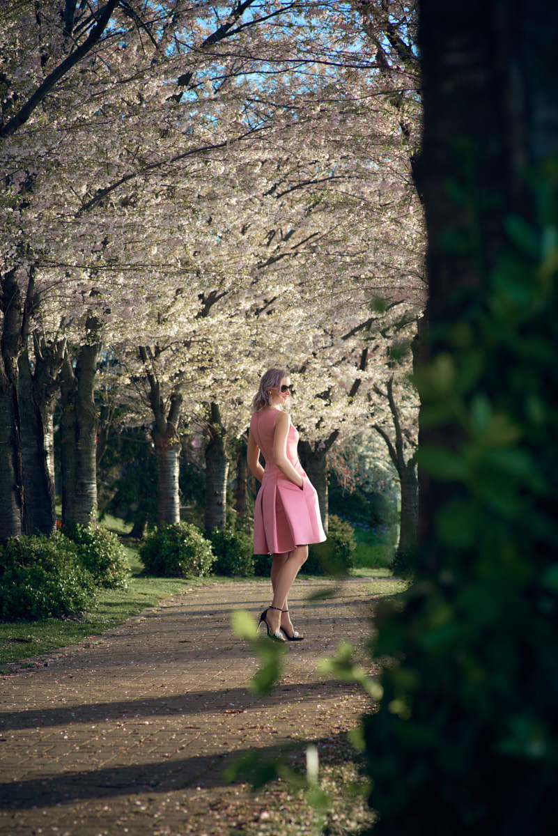 photo of girl in cherry blossom